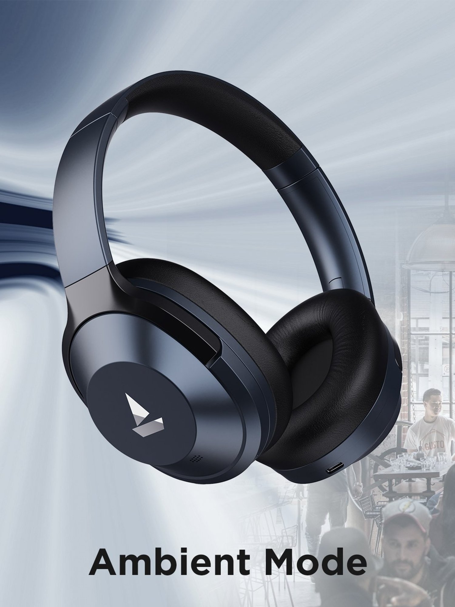 Boat Nirvanaa 751ANC T Headset with Hybrid Active Noise Cancellation & 65H Playback (Bold Blue)