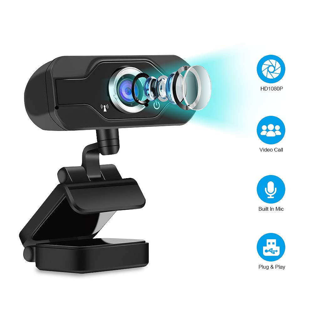 Webcam with Microphone, HD Streaming Webcam 1080P Web Camera, USB Web Video Camera for PC, Computer, Laptop, Desktop Camera for Conference,Gaming,Video Calling(type3)