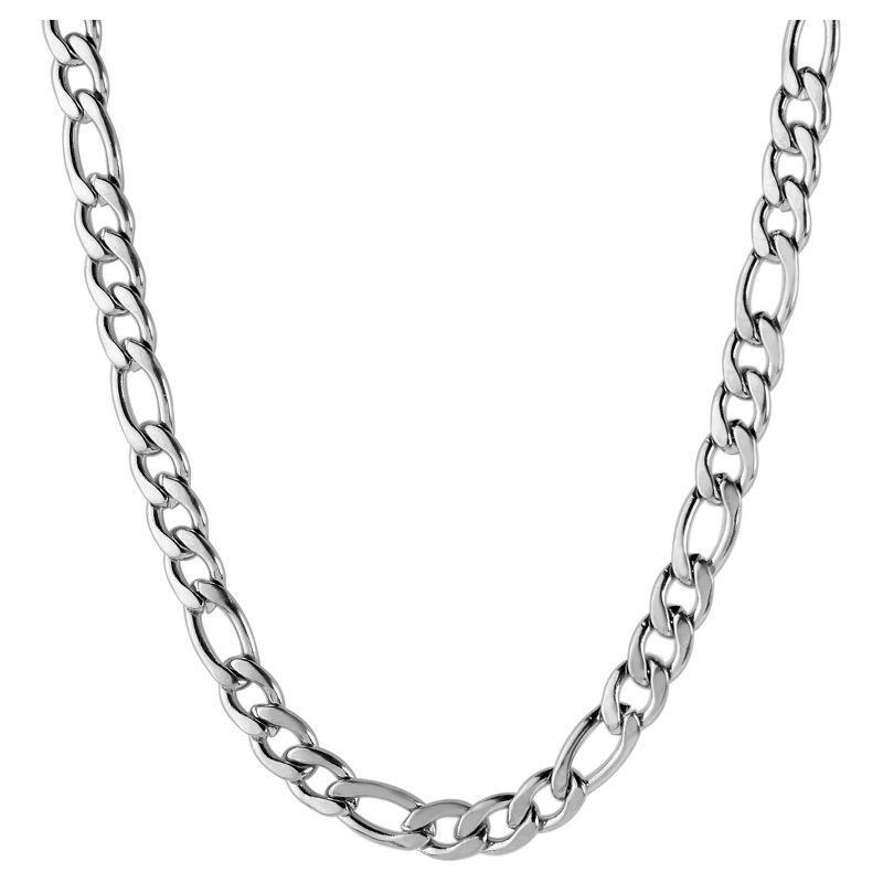 Men's Stainless Steel Figaro Chain Necklace (4.5mm) - Silver (30")