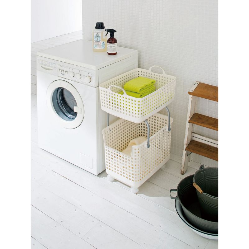 Like-it 13 x 19 x 24 Inch Large Midcentury Modern Scandinavian Style Square Durable Plastic Home Organizing Storage Basket, Mint Blue