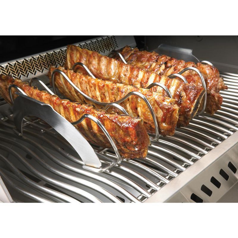 Napoleon 70009 Pro Premium Stainless Steel Rib and Roast Rack Outdoor Gas Charcoal Grill Accessory, Silver