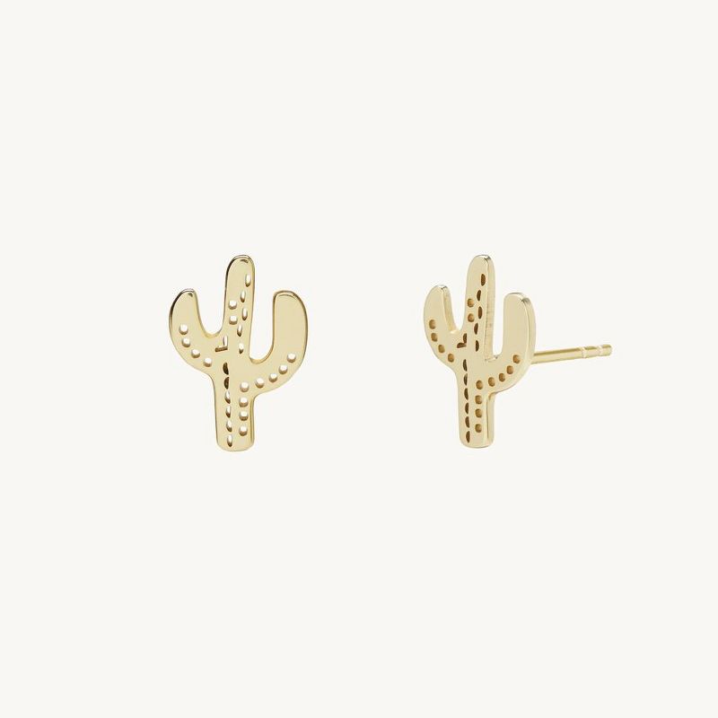 Cactus Stud Earrings - 14K Gold Over Sterling Silver