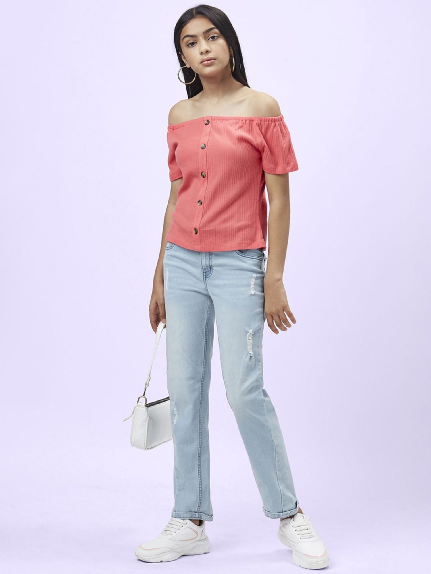 Coolsters by Pantaloons Girls Blue Cotton Distressed Jeans