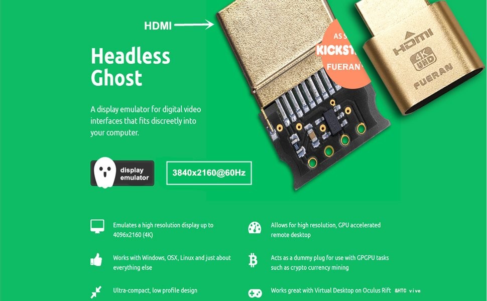 2-Pack Corn Electronics Display Emulator Plug Headless Ghost Emulator Dummy Display(Fit Headless-1920x1080-3840x2160 @60Hz)For BTC Mining Great Mining Helper