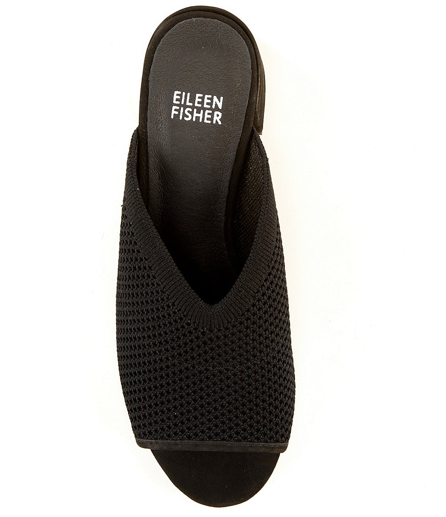 Eileen Fisher Fave Stretch Fabric Block Heel Mules