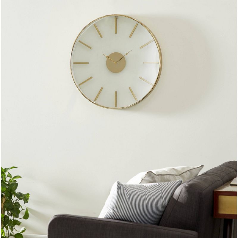 30" x 30" Large Round Stainless Steel Modern Wall Clock Gold - Venus Williams Collection