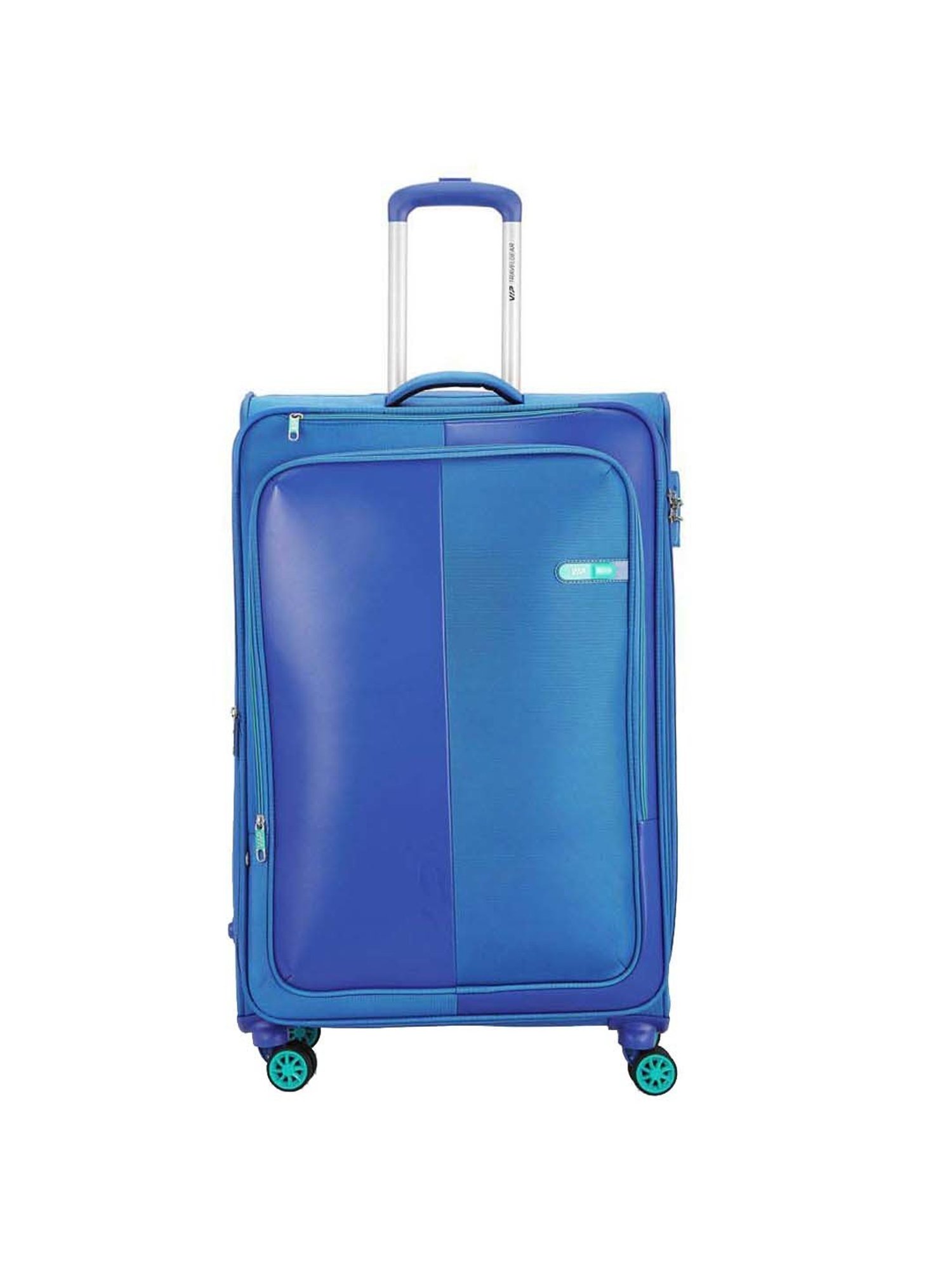 VIP Lucern Str Exp Blue Color Block Soft Large Trolley Bag - 47.2 cm