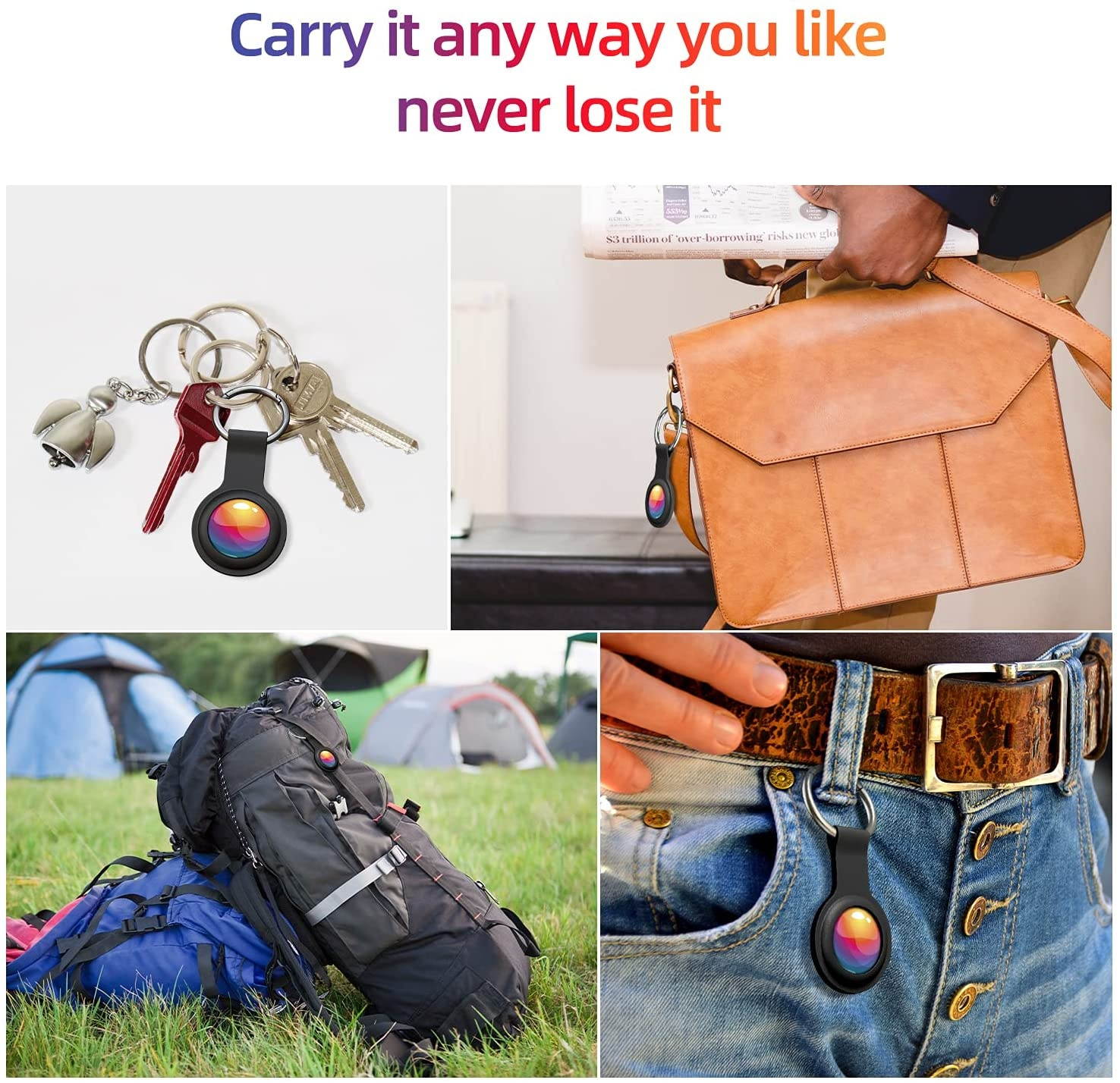 Clear Case for Apple Air Tag 2021 Car Keys Finder AirTags Full Body Protection Tracker AirTag Clip Small Keychain Ring Protector Mini Key Loop Holder Pets Dog Collar Tags Free Protective Film 1 Pack