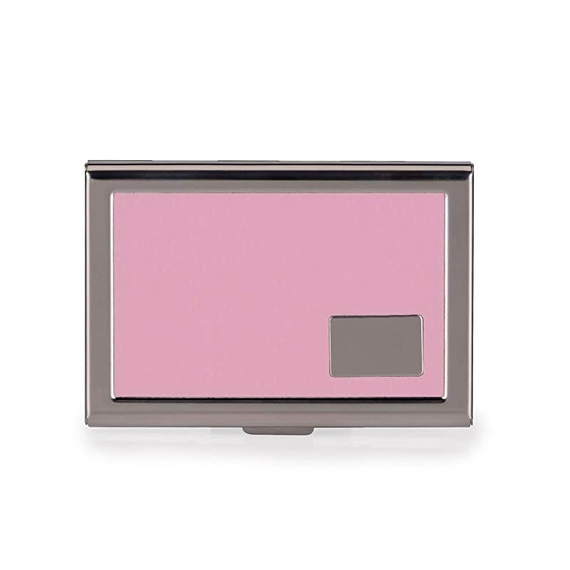 Credit Card Holder Metal Wallet Stainless Steel and Pu Leather Credit Card Protector Case (pink)