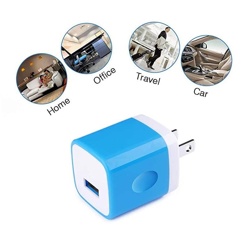 USB Plug Cube Wall Charger Single Port Power Block Charging Box Fast Charger Android Head One USB Brick Base Phone Adapter Compatible iPhone 11 Pro X 8 6 6s 5s SE 5C Plus iPad Samsung LG Moto
