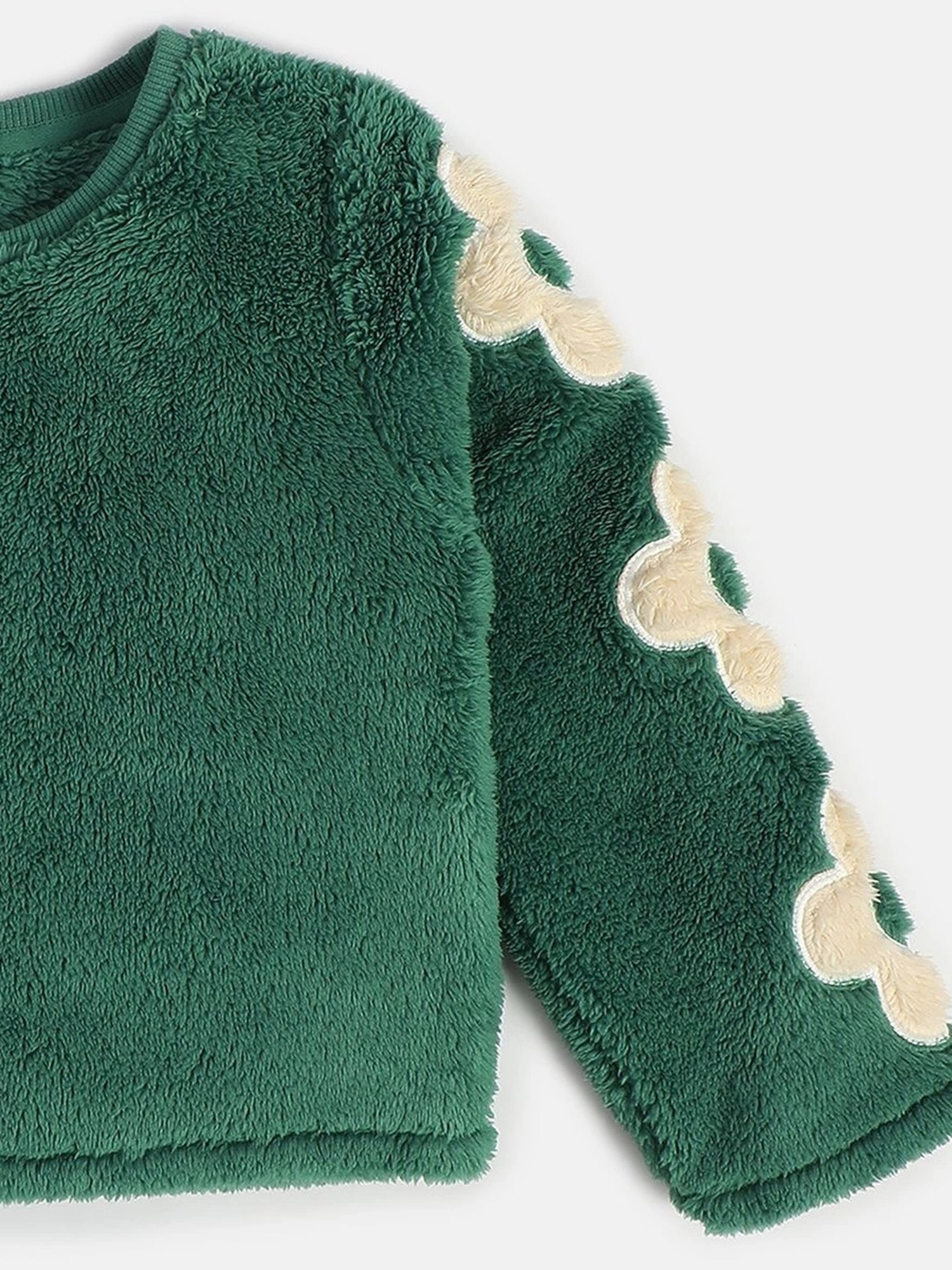 MINIKLUB Girls Green Cotton Printed Full Sleeves Sweat Shirt