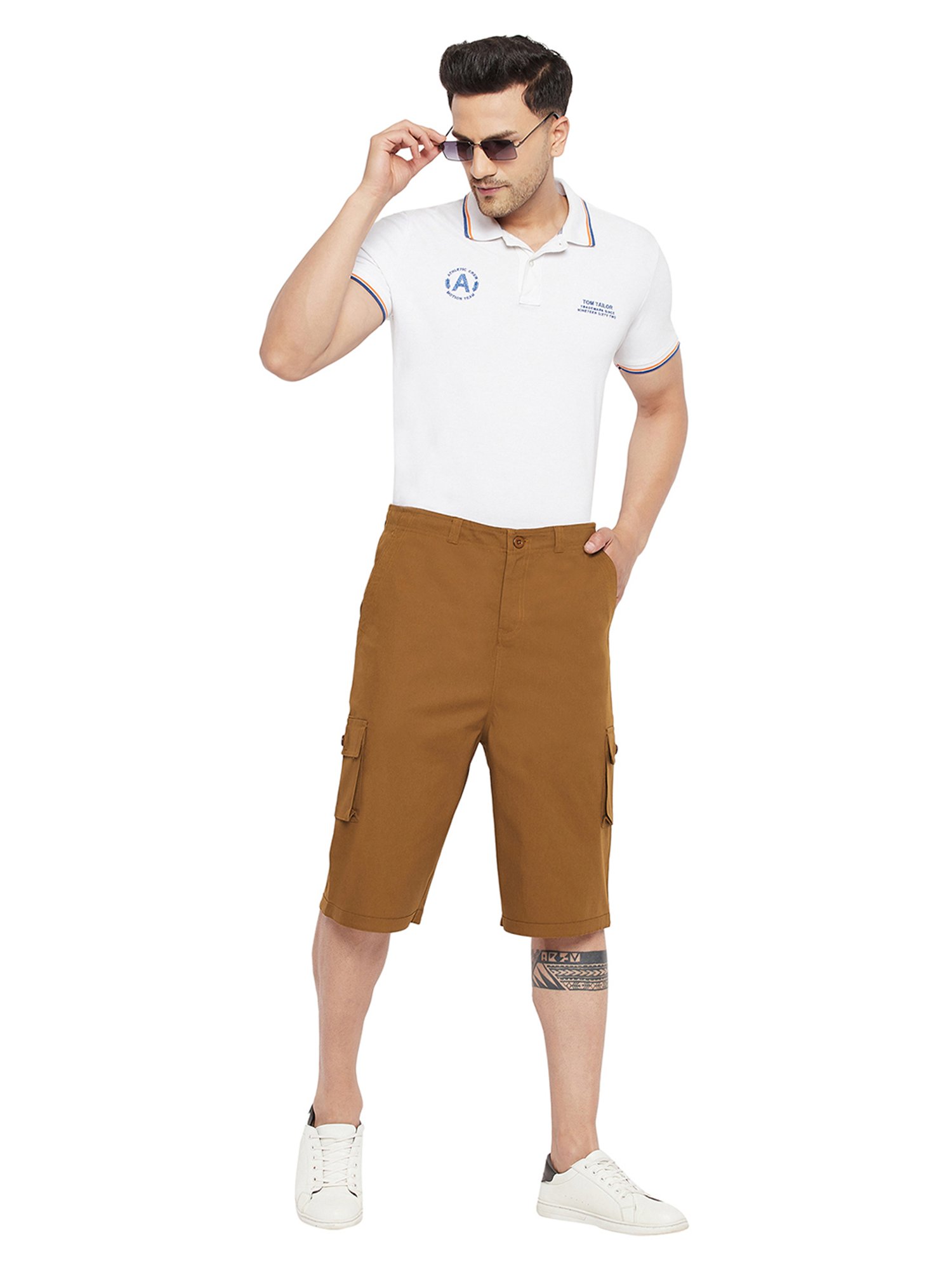 Hypernation Mustard Regular Fit Cargo Shorts