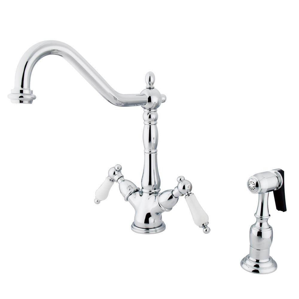 Kingston Brass Heritage Double Handle Kitchen Faucet With Side Sprayer