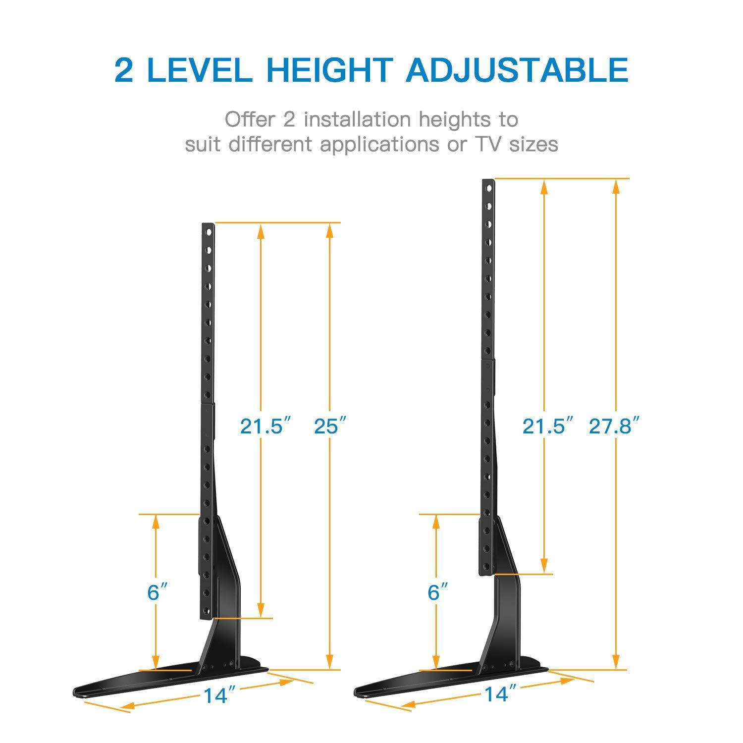 PERLESMITH Universal Table Top TV Stand for 37-65 Inch Flat Screen, LCD TVs Premium Height Adjustable Leg Base Stand Holds up to 110lbs, VESA up to 800x400mm