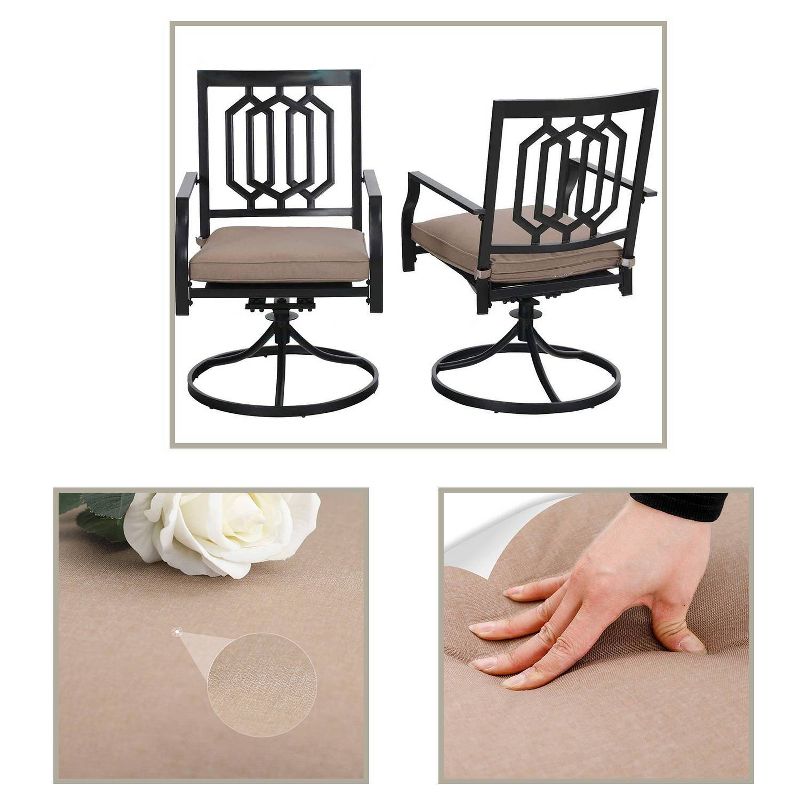 7pc Patio Dining Set with Rectangle Table with 2.6" Umbrella Hole & Padded Swivel Arm Chairs  - Captiva Design