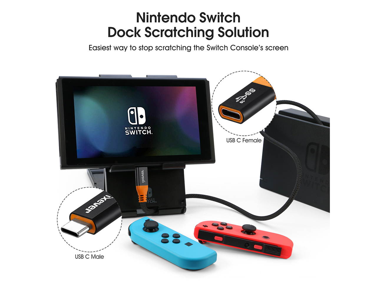 USB C Extension Cable Short 1Ft (2Pack), iXever 100W PD Fast Charging 10 Gbps USB 3.1 Gen 2 Data 4K USB Type C Male to Female Extender Cord, Compatible with MacBook Air Surface XPS Nintendo Switch