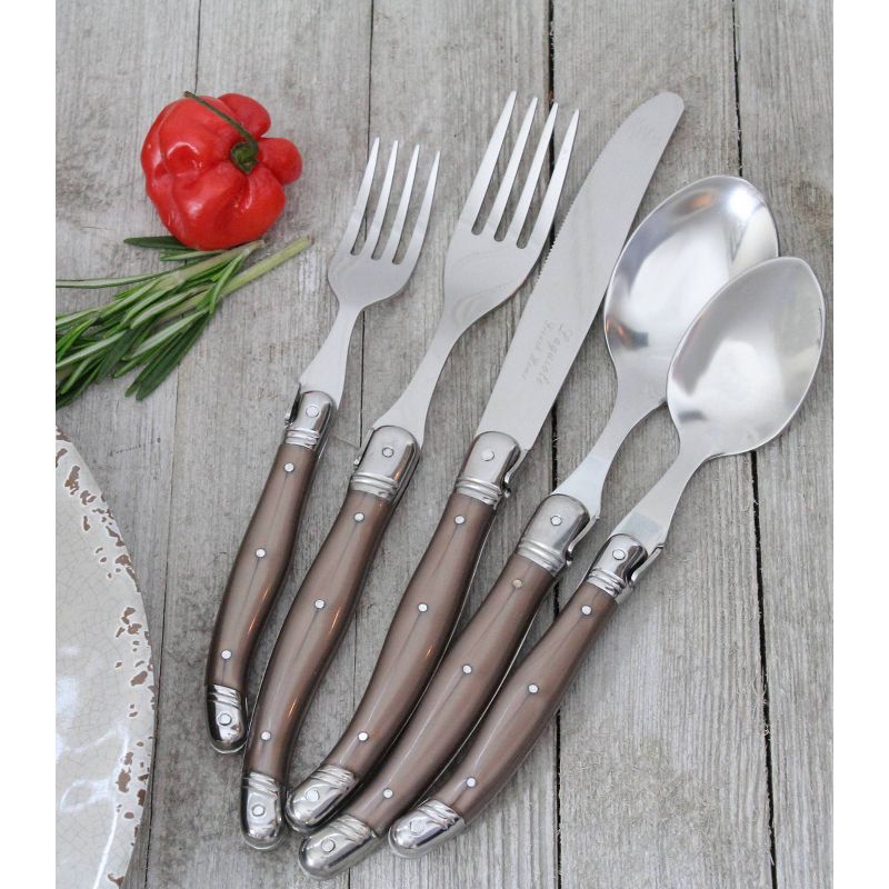 French Home Laguoile 20pc Stainless Steel Silverware Set Bronze
