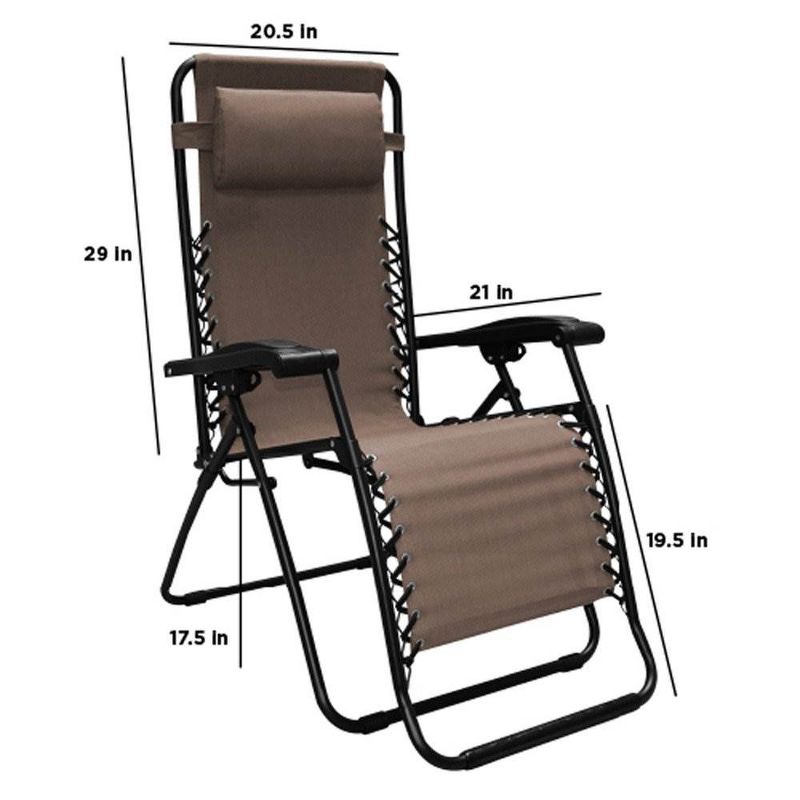 Caravan Canopy Portable Adjustable Infinity Zero Gravity Chair, Brown (2 Pack)