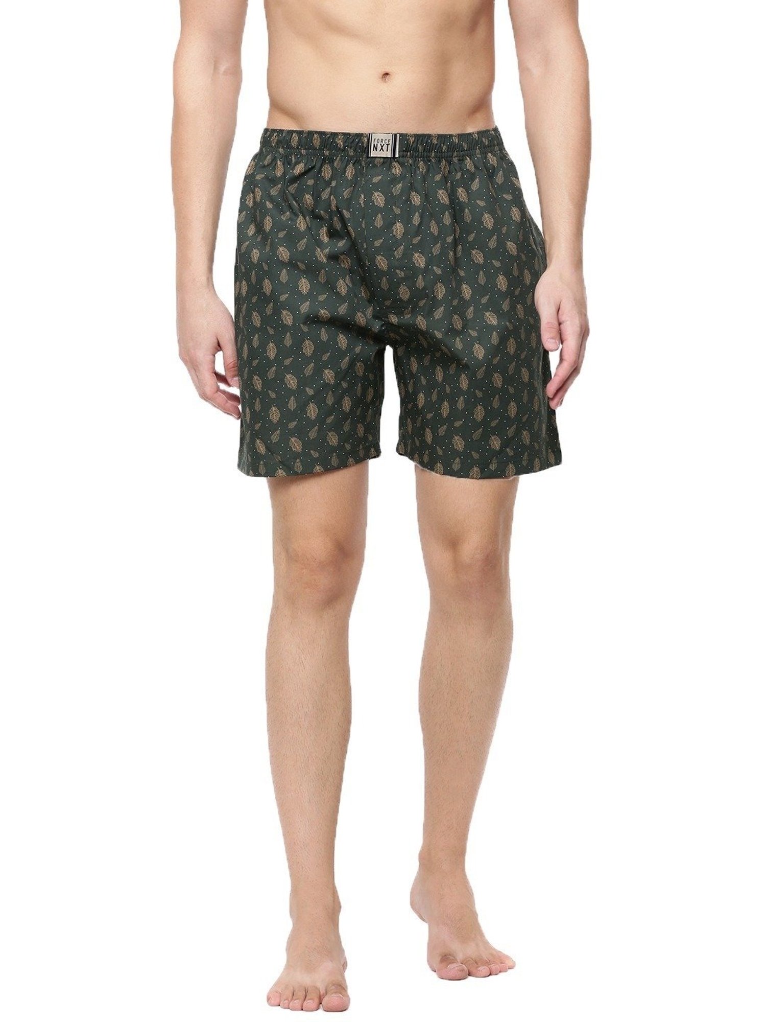 Force NXT Green Cotton Regular Fit Printed Boxers