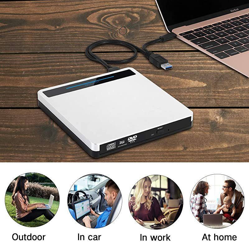 DVD Drive 5 in 1 USB 30TypeC Portable CDDVD+RW Burner Player CD ROM for Mac Laptop MacBook Pro Air Desktop PC Windows