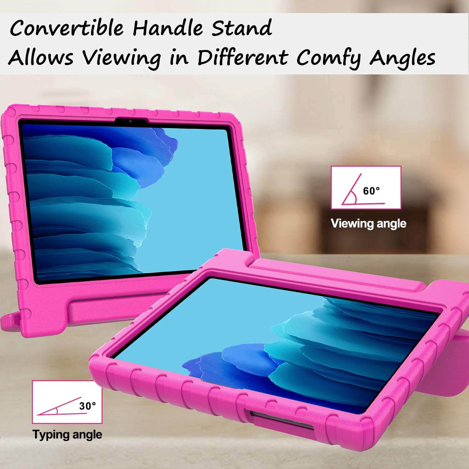 LTROP Kids Case for Samsung Galaxy Tab A7 2020, Samsung Galaxy Tab A7 10.4 Case, Galaxy Tab A7 2020 Case, Shockproof Handle Stand Case for Samsung Tab A7 10.4" 2020 (SM-T500/ T505/ T505N/ T507), Rose