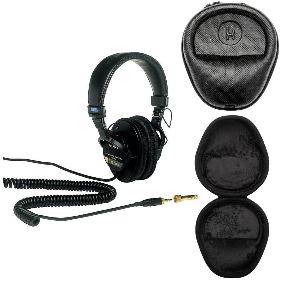 Sony MDR7506 Professional Large Diaphragm Headphone with Knox Gear Hard Shell Headphone Case Bundle (2 Items)