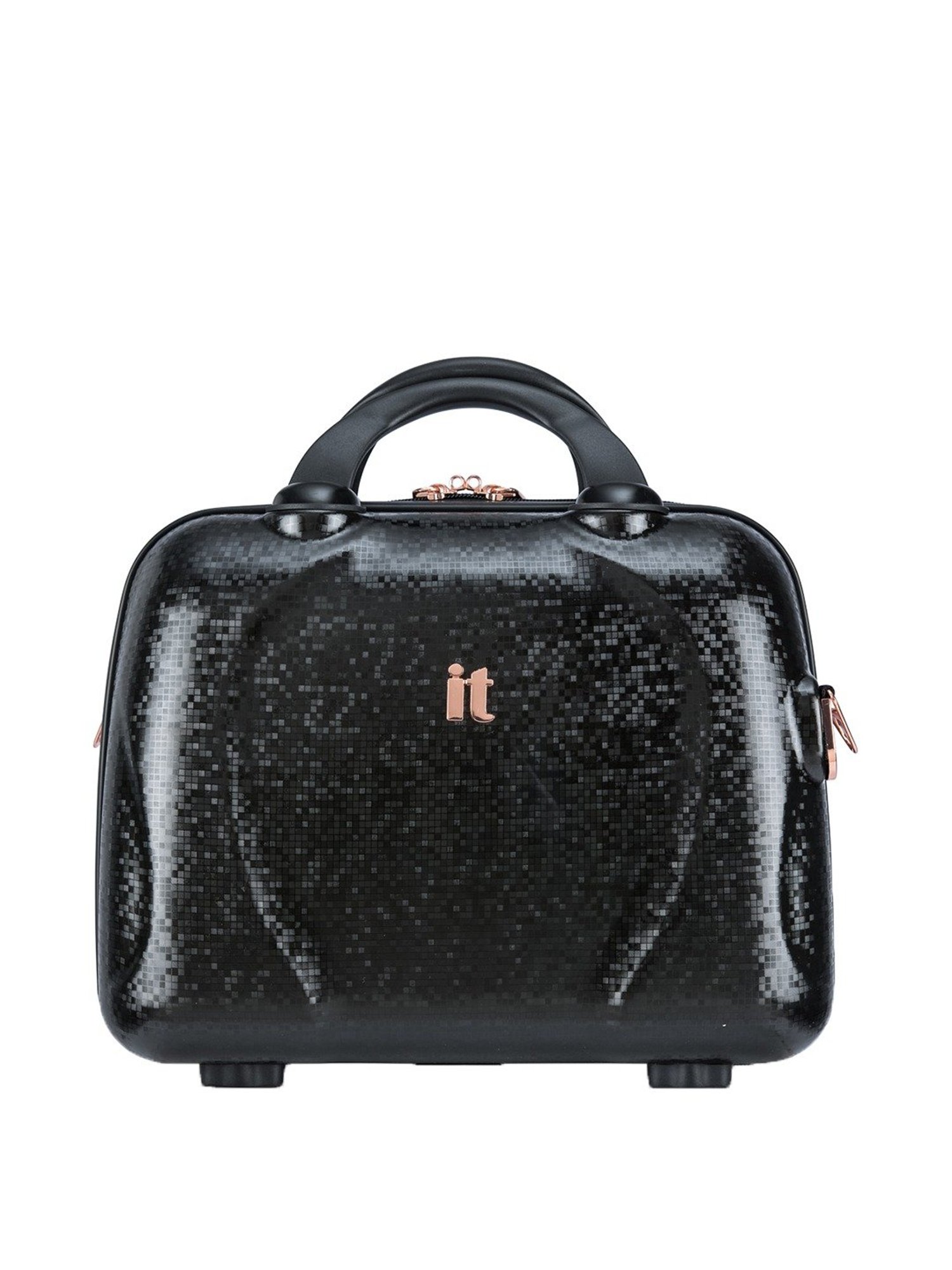 it luggage Sparkle Black Vanity Case 35cms Fashion Handbag for Women Cosmetic Box