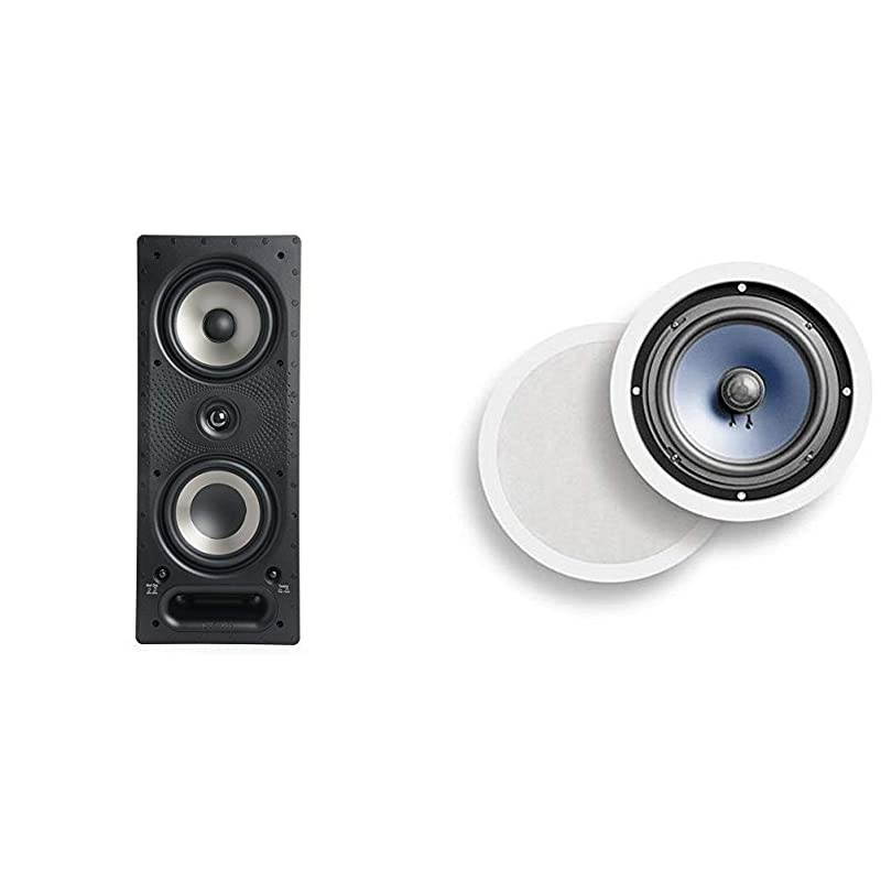 265-RT 3-Way in-Wall Speaker & Audio RC80i 2-way Premium In-Ceiling 8" Round Speakers, Set of 2 Perfect for Damp and Humid Indoor/Outdoor Placement (White, Paintable Grille)