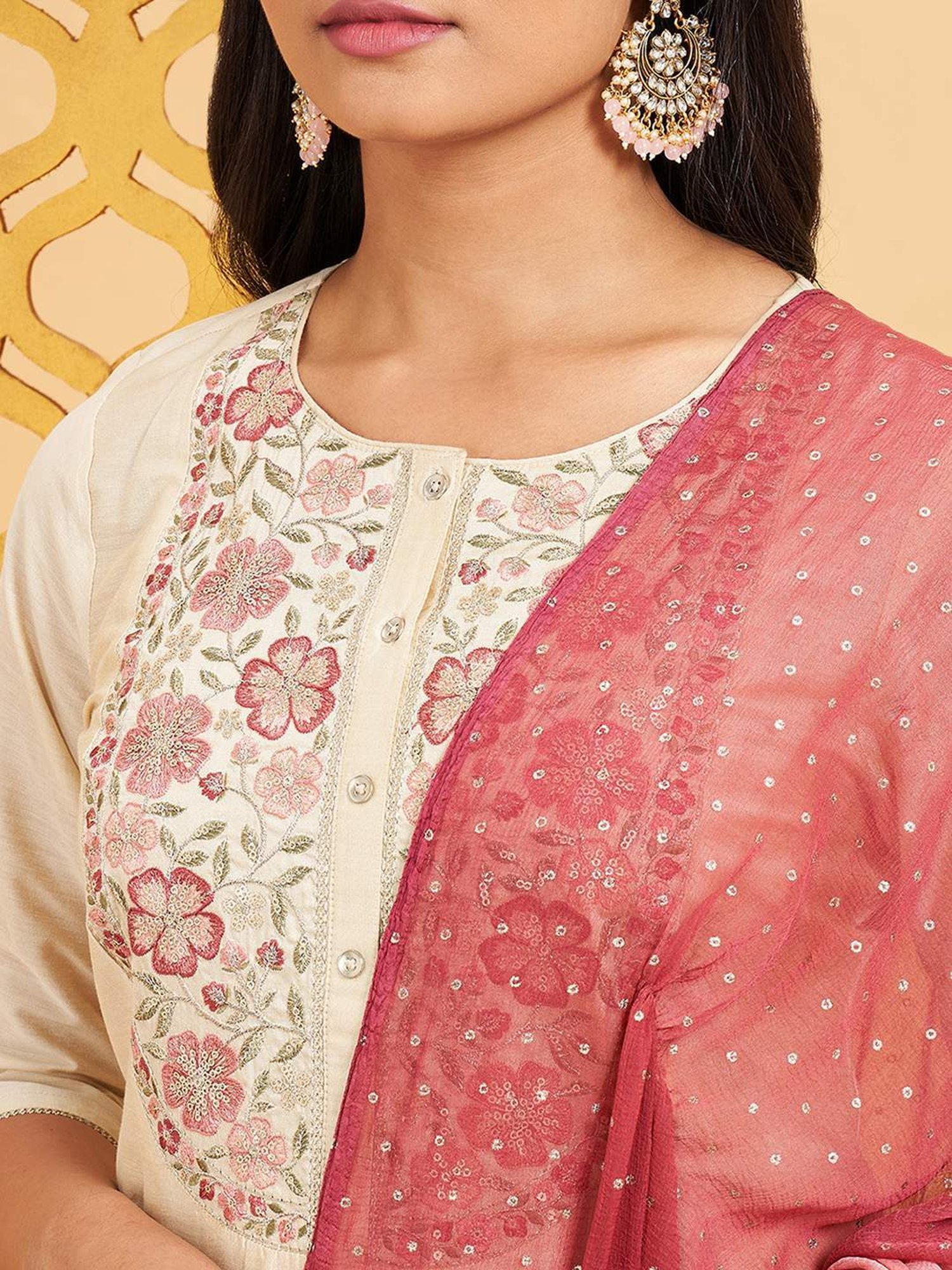 Rangmanch by Pantaloons White Embroidered Kurta Palazzo Set With Dupatta