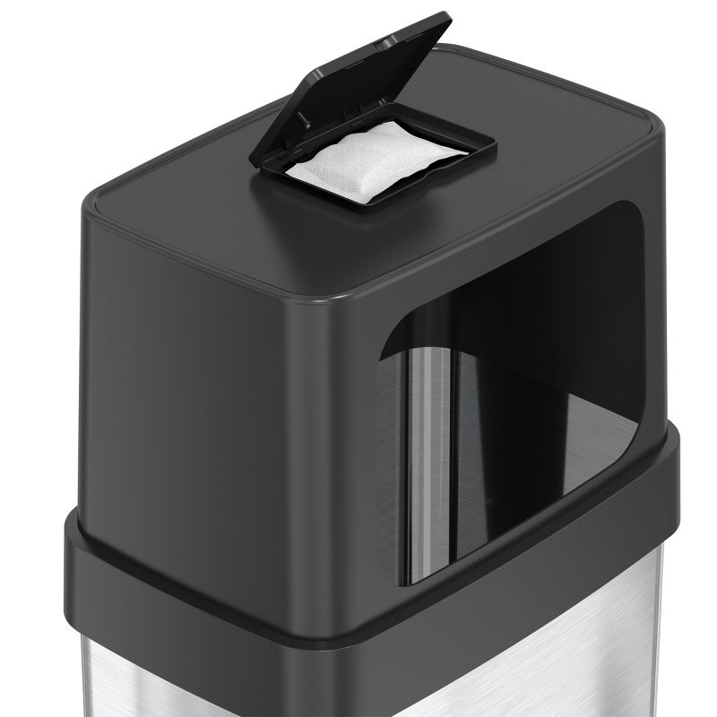 iTouchless Dual Push Door Kitchen Trash Can with Wheels and Odor Filter 18 Gallon Rectangular Stainless Steel