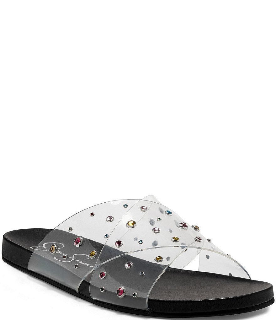 Jessica Simpson Tislie Clear Rhinestone Flat Sandals
