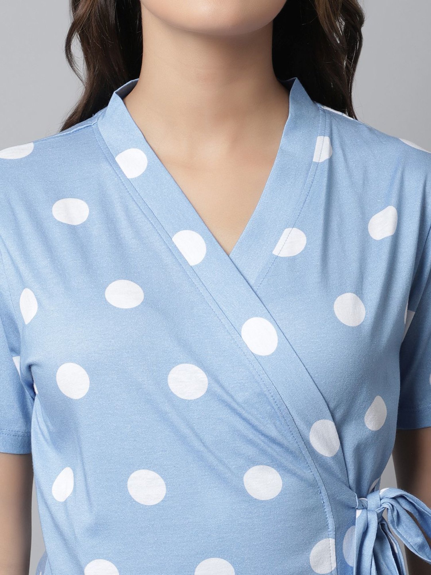 Kanvin Blue Printed Top Pyjamas Set With Inner