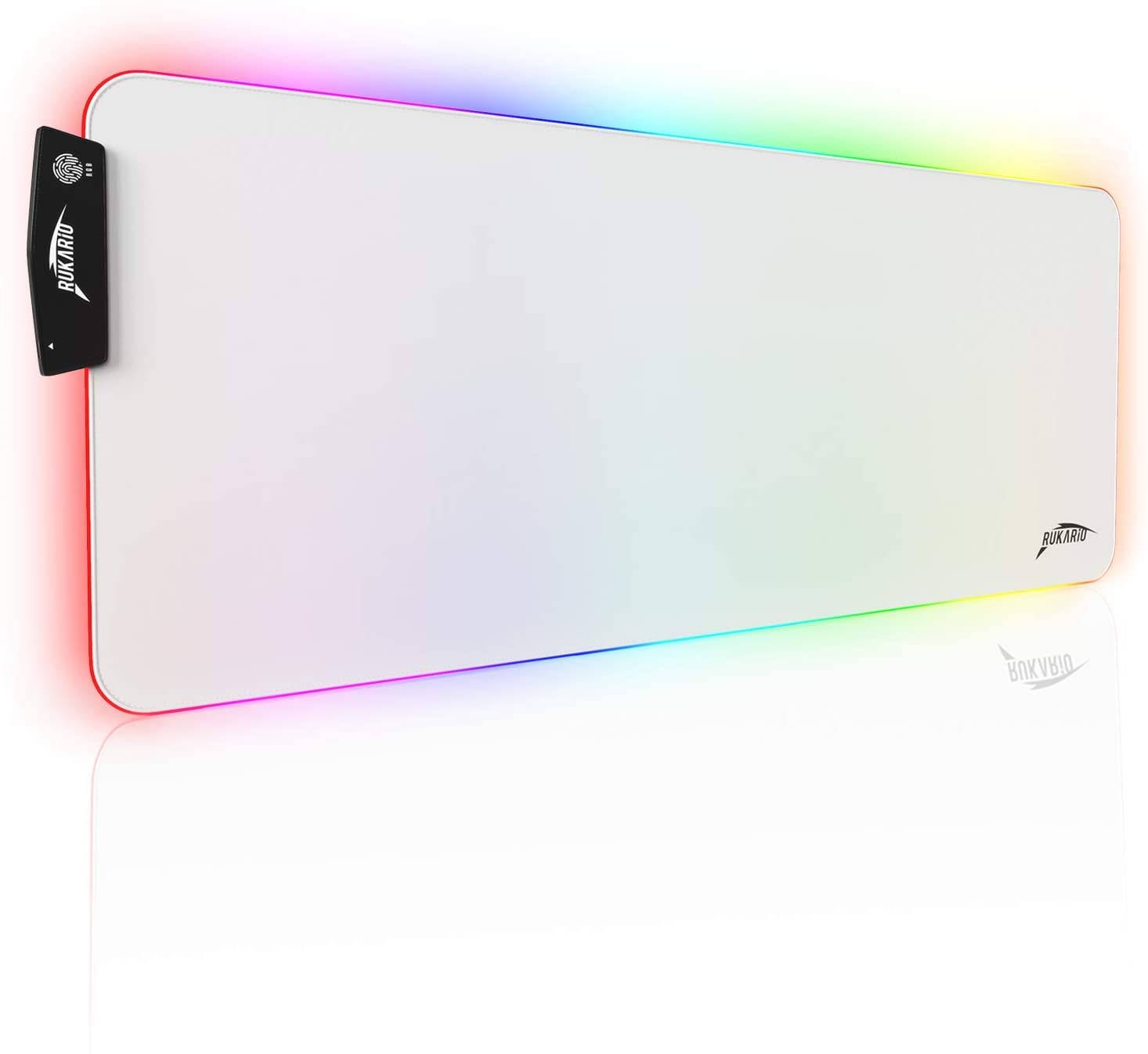 White RGB Gaming Mouse Pad | Waterproof | Non-Slip Rubber Base | 15 Lighting Modes | Extra Large Mousepad 31.5 x 11.8 inches | XL XXL Computer Desk Mat | Soft | Glowing LED Extended Mousepads