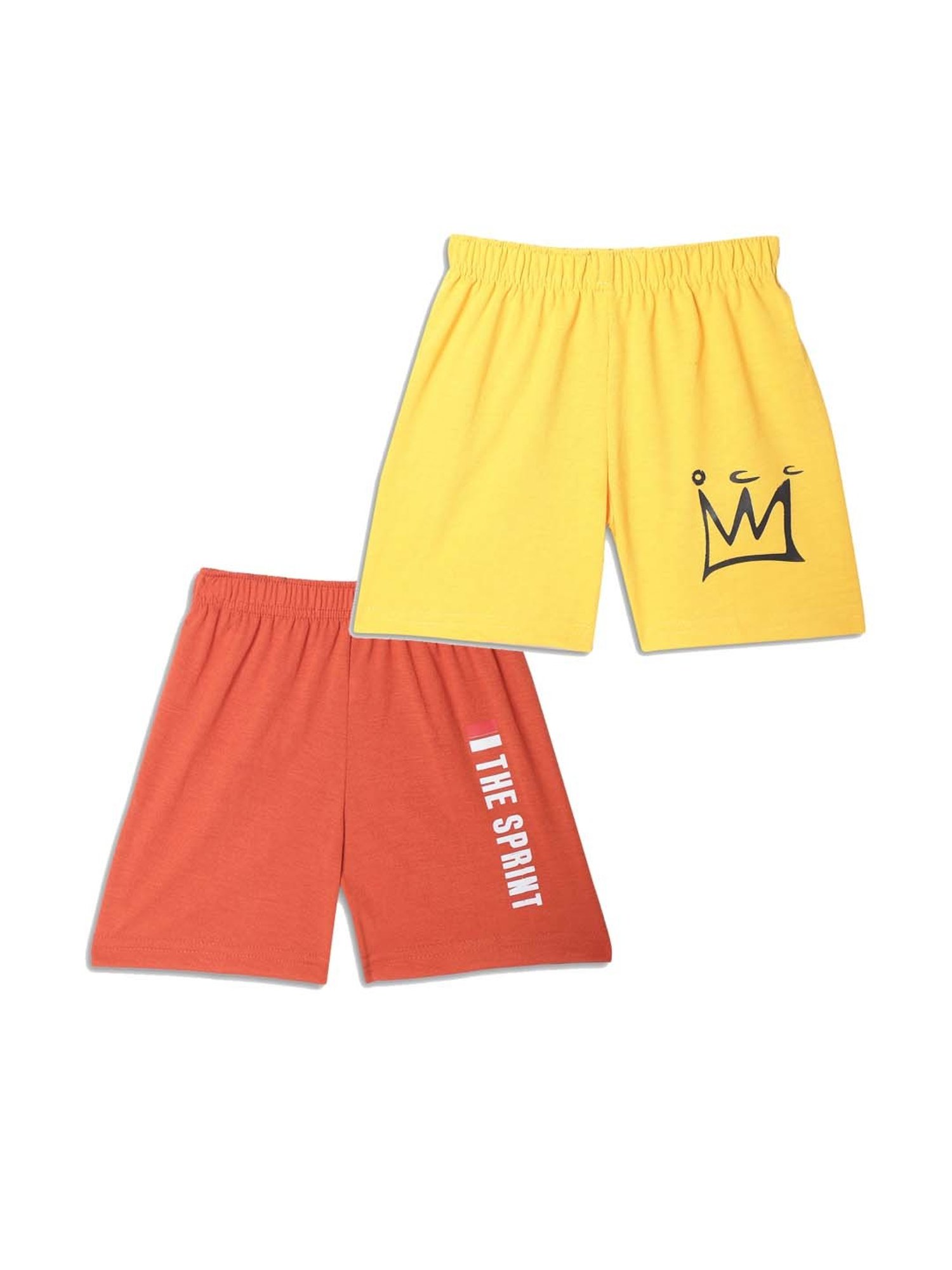 Vimal Jonney Boys Yellow & Rust Printed Shorts (Pack of 2)