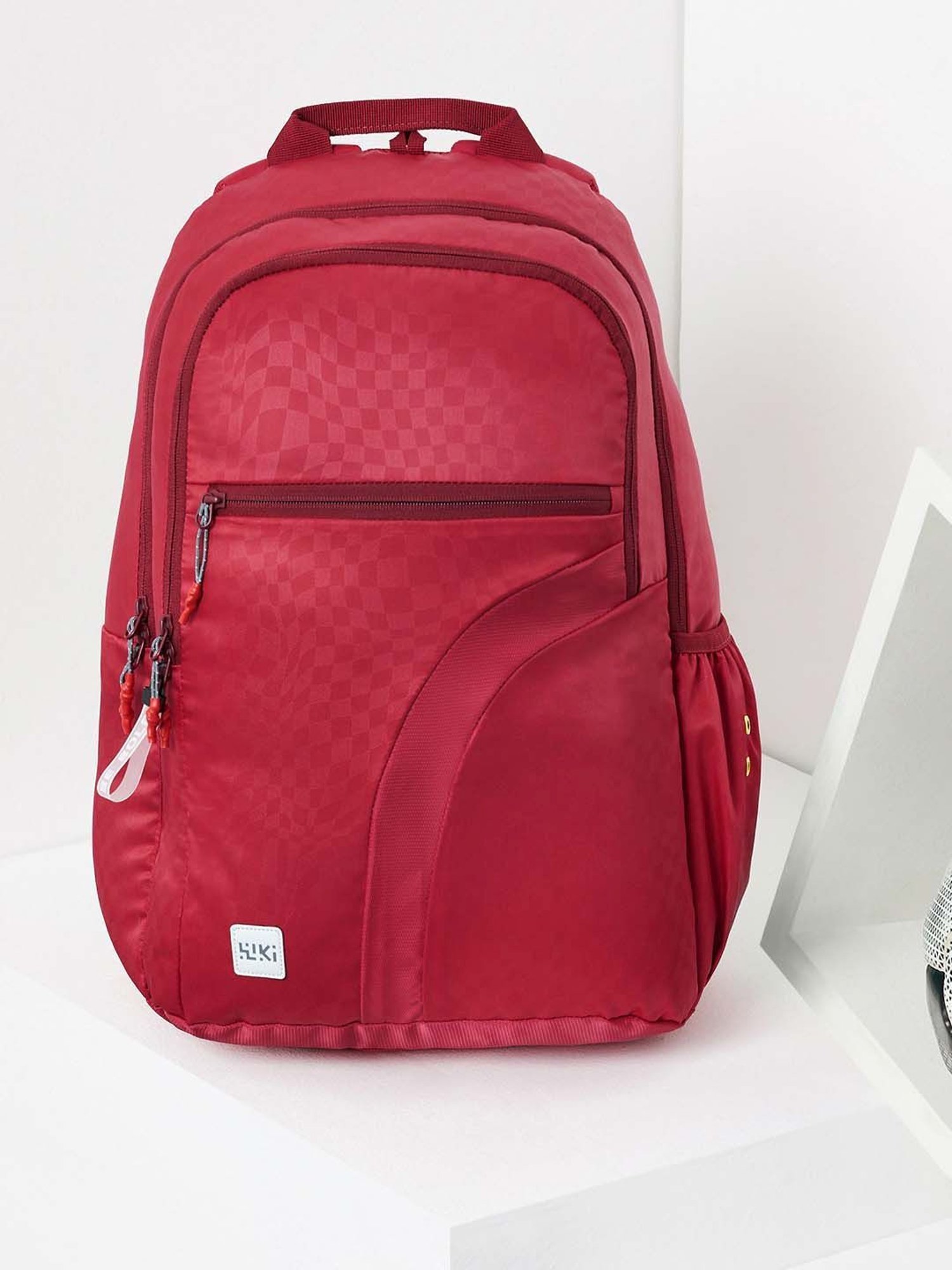 Wiki Back to School 3 Red Polyester Printed Backpack - 34 Ltrs
