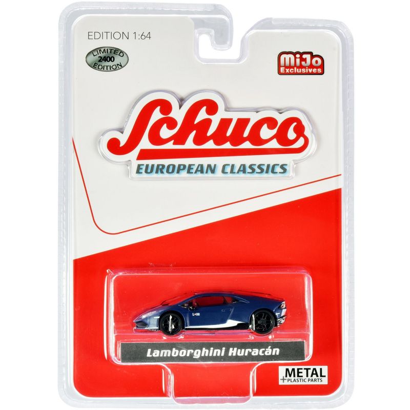Lamborghini Huracan Matt Dark Blue with White Stripes "European Classics" Limited Edition to 2400 pieces Worldwide 1/64 Diecast Model Car by Schuco