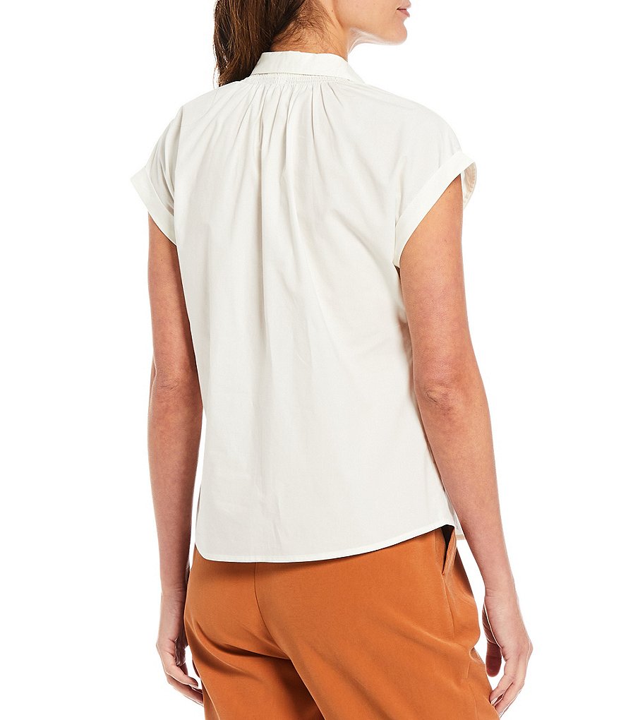 A Loves A Smock Neck With Shirt Collar Poplin Top