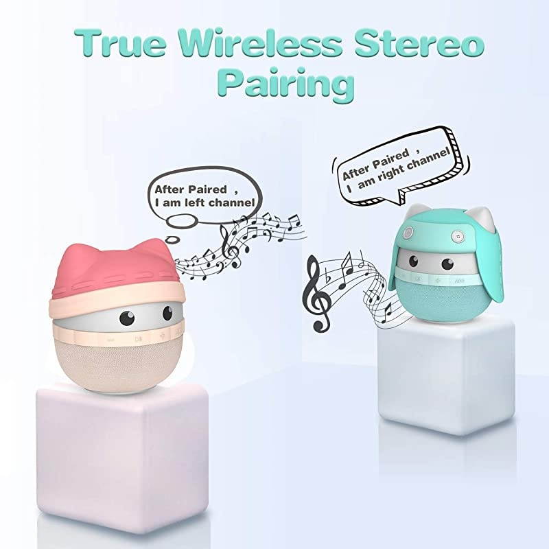 Portable Bluetooth Speaker  Rhyme, Stereo Pairing Speaker, 15H Playing, High Definition Sound, Cute Wireless Speaker, Ideal Gift for Girls and Kids (Lotus Pink)