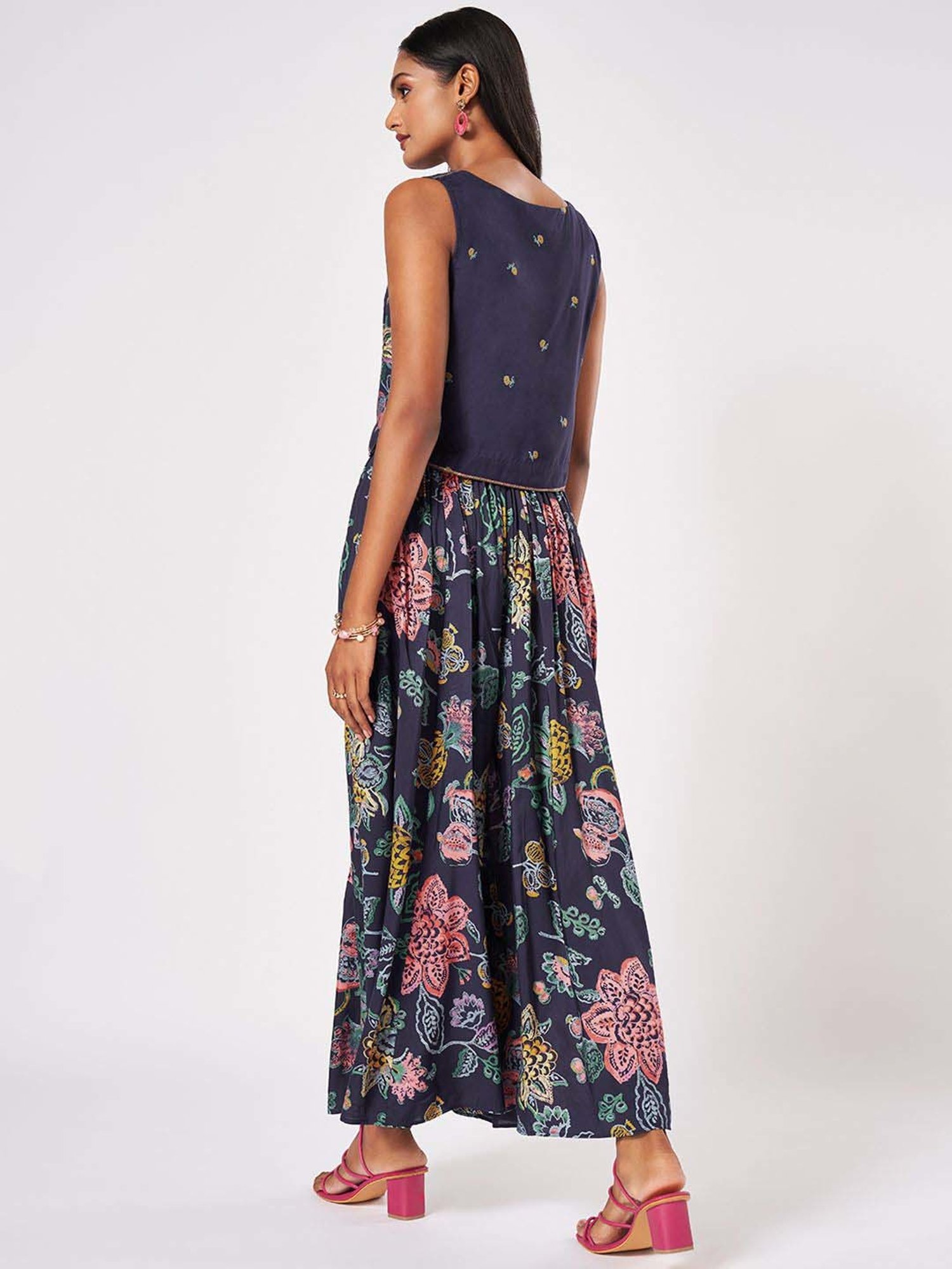 Marigold Lane Navy Printed Top Palazzo Set