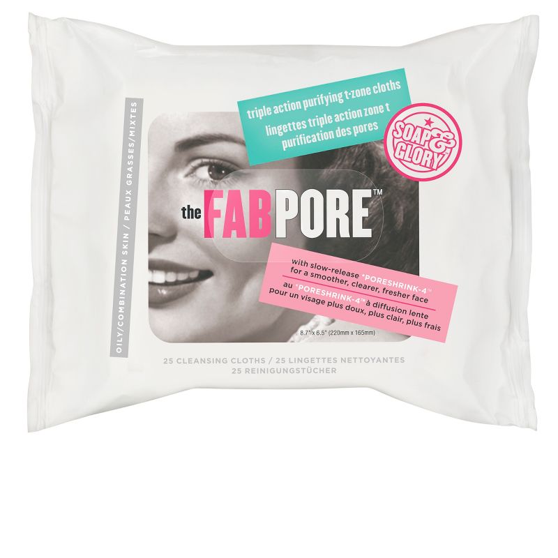 Soap & Glory Fab Pore T-Zone Triple Action Purifying Cloths - 25 ct