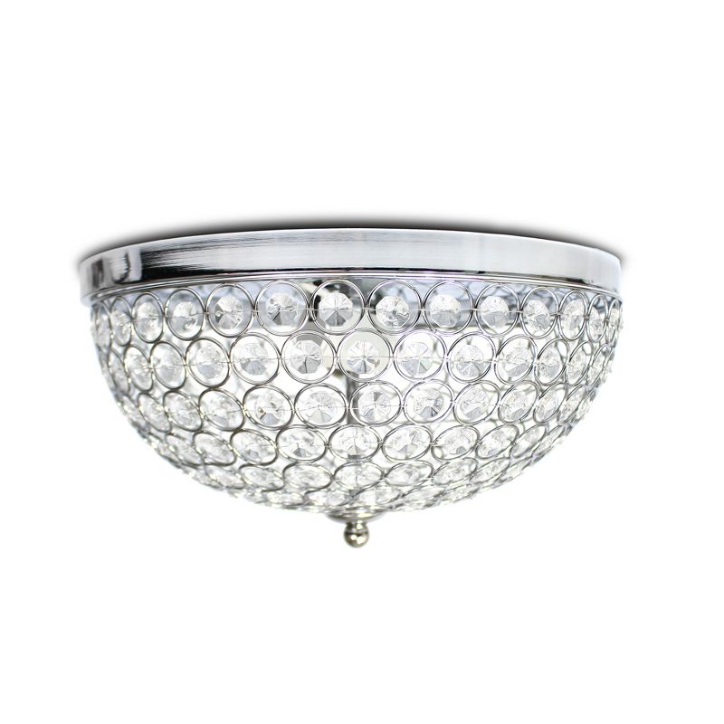 (2pk) 13" Elipse Crystal Flush Mount Ceiling Light Chrome - Elegant Designs