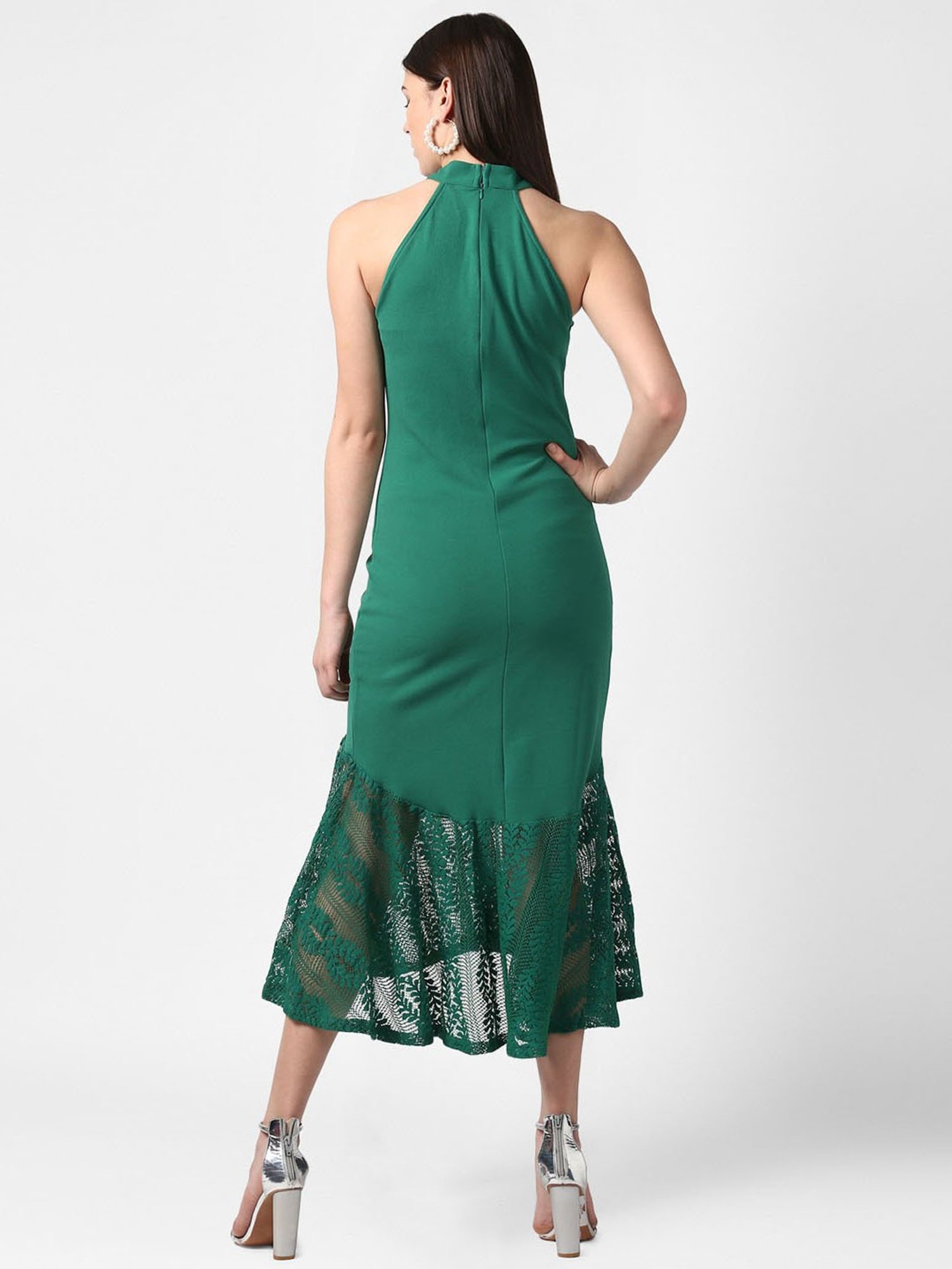 StyleStone Green Lace Fit & Flare Dress