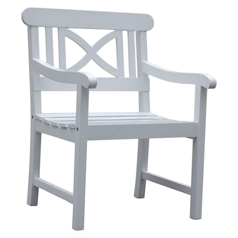 Vifah Bradley Outdoor Wood Arm Chair - White