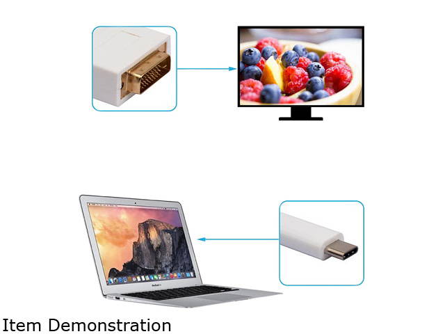 XtremPro 61066 3.1 USB Type-C to DVI Male Adapter Cable w/ 6.6ft, 2M Cable for Macbook, Chromebook - White