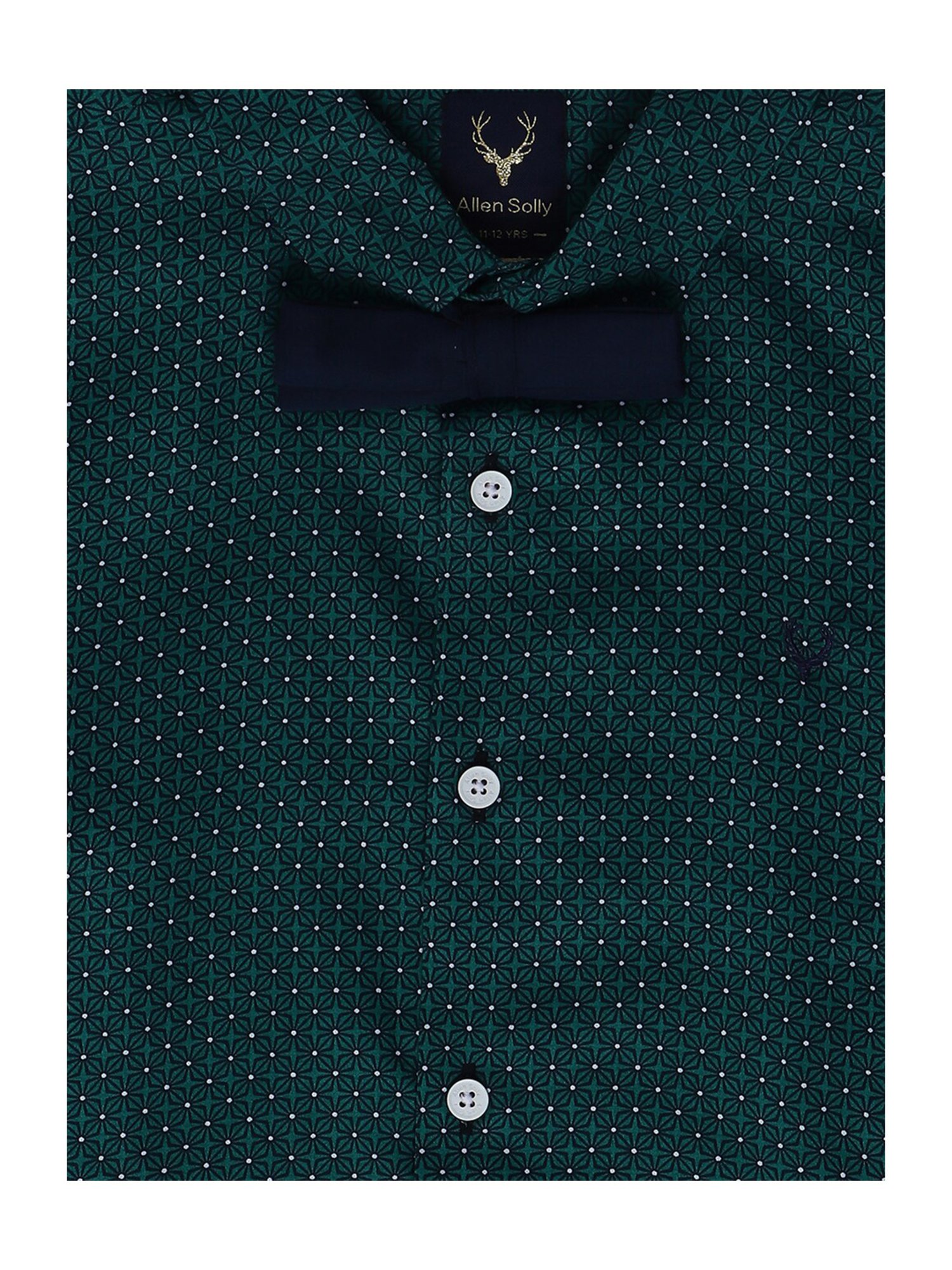 Allen Solly Junior Green Printed Full Sleeves Shirt with Bow