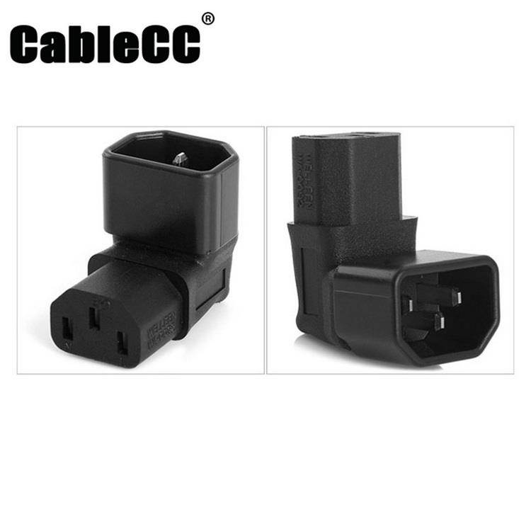Cablecc  IEC Male C14 to Down Right Angled 90 Degree IEC Female C13 Power Extension Adapter