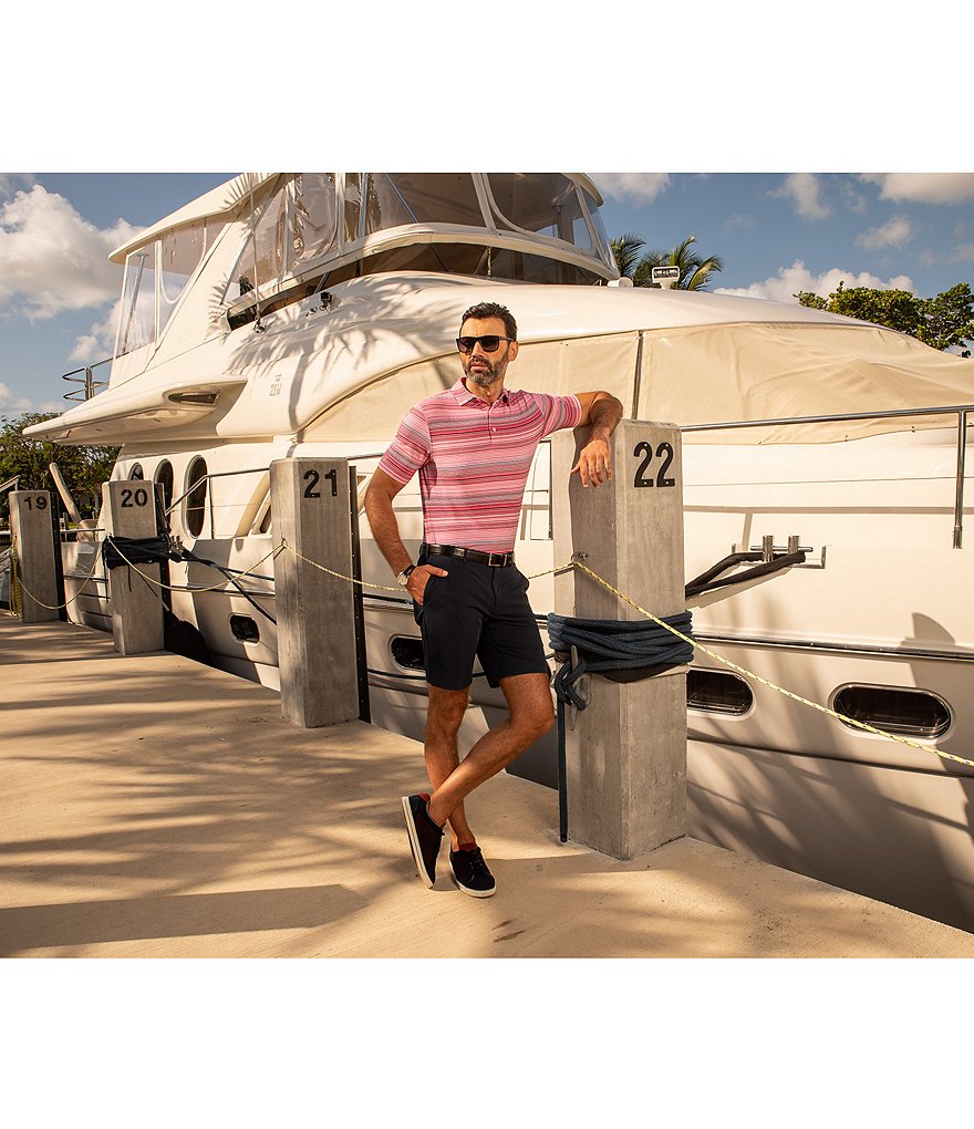 IBKUL Short-Sleeve IceFil&reg; Ombre-Stripe Polo Shirt