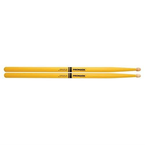 promark american hickory rebound 5b drumsticks, acorn tip, yellow  single pair