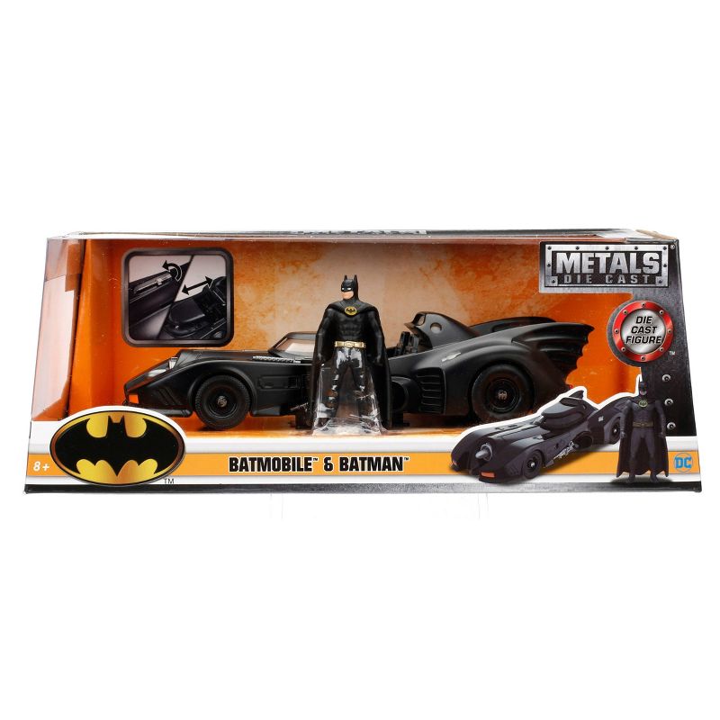 Jada Toys Hollywood Rides 1989 Batmobile Die-Cast Vehicle with Batman Die-Cast Figure 1:24 Scale Primer Black