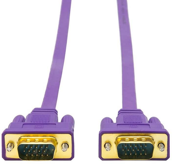 DTECH Flat Slim 100ft VGA Cable Male to Male Port for Computer Monitor Laptop Projector - Purple - 30m
